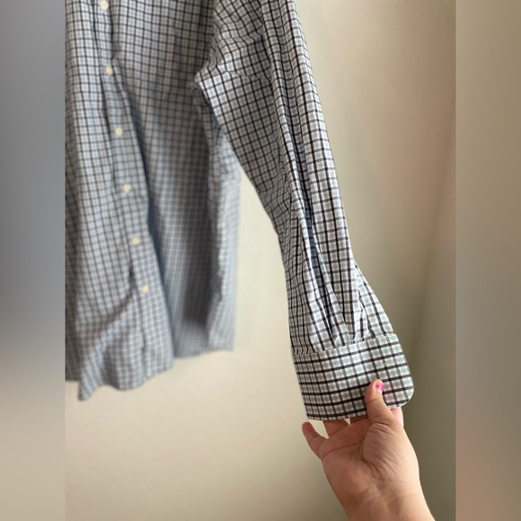 Peter Millar Blue, black and White Check Dress Shirt with Texas logo size XXL - Picture 5 of 5